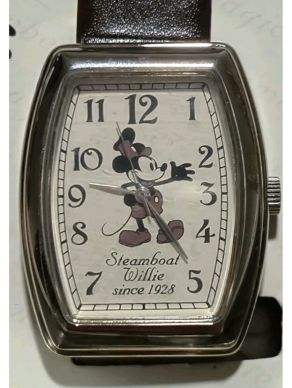 Disney Mickey Mouse Women's Steamboat Willie Watch FSC#32099-1 W/TIN New Battery